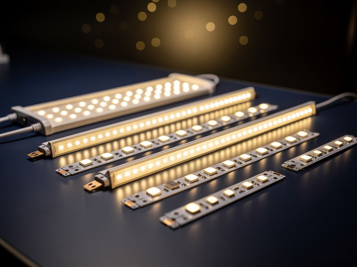 وحدات وأشرطة إنارة LED مضاءة بلون أبيض دافئ